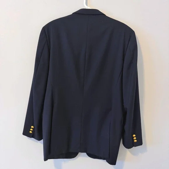 Burberry London Men's Navy Wool Kensington Blazer Jacket Gold Buttons Size 42R